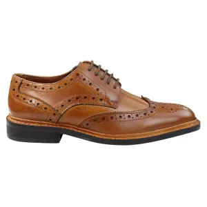 Mens Oxford Brogue Shoes Laced Leather Goodyear Welted Tan Brown Burgundy