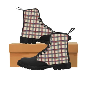 Men's Tartan Checks Print Canvas Boots