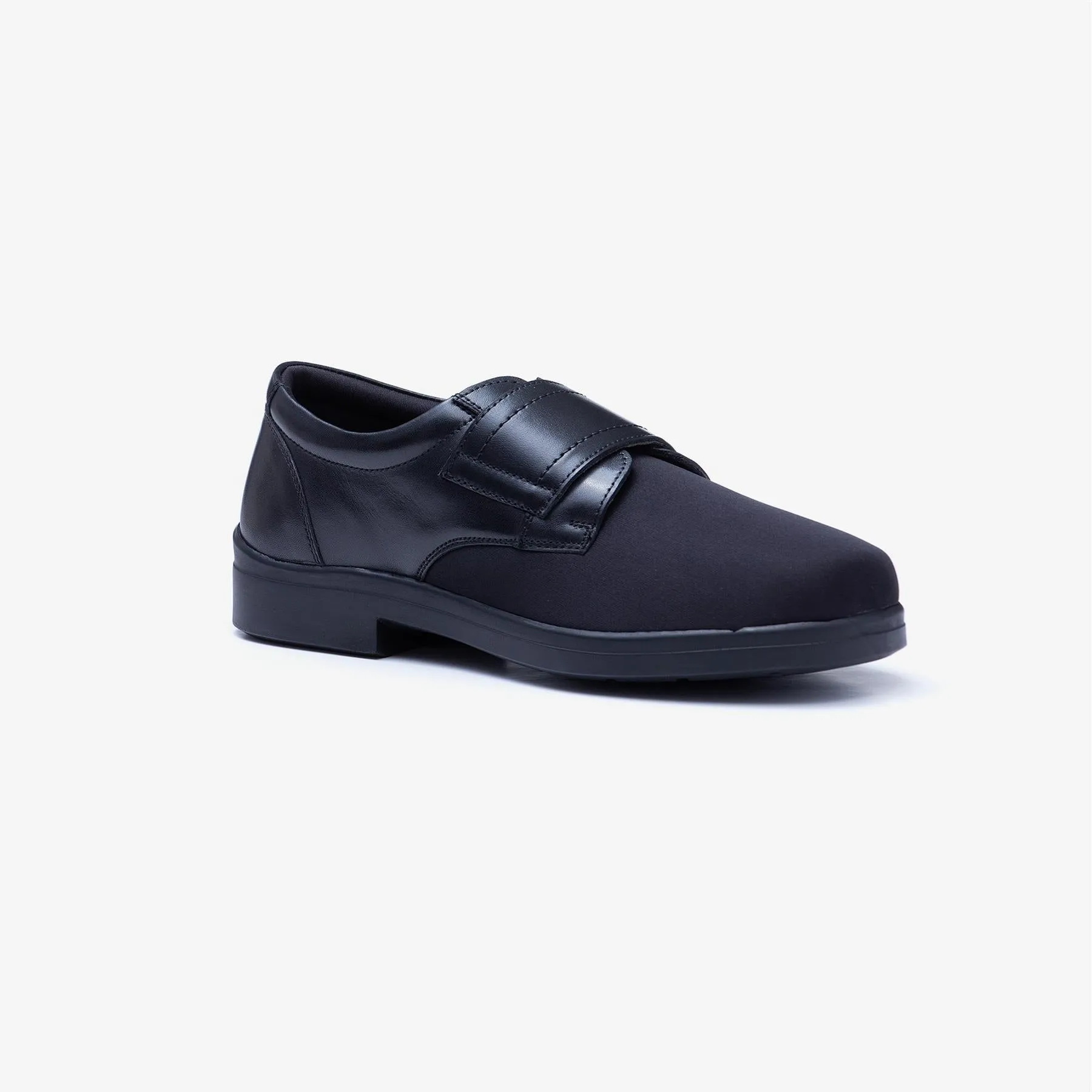 Mens Wide Fit Tredd Well Benjamin Velcro Soft Stretch Shoes - Black