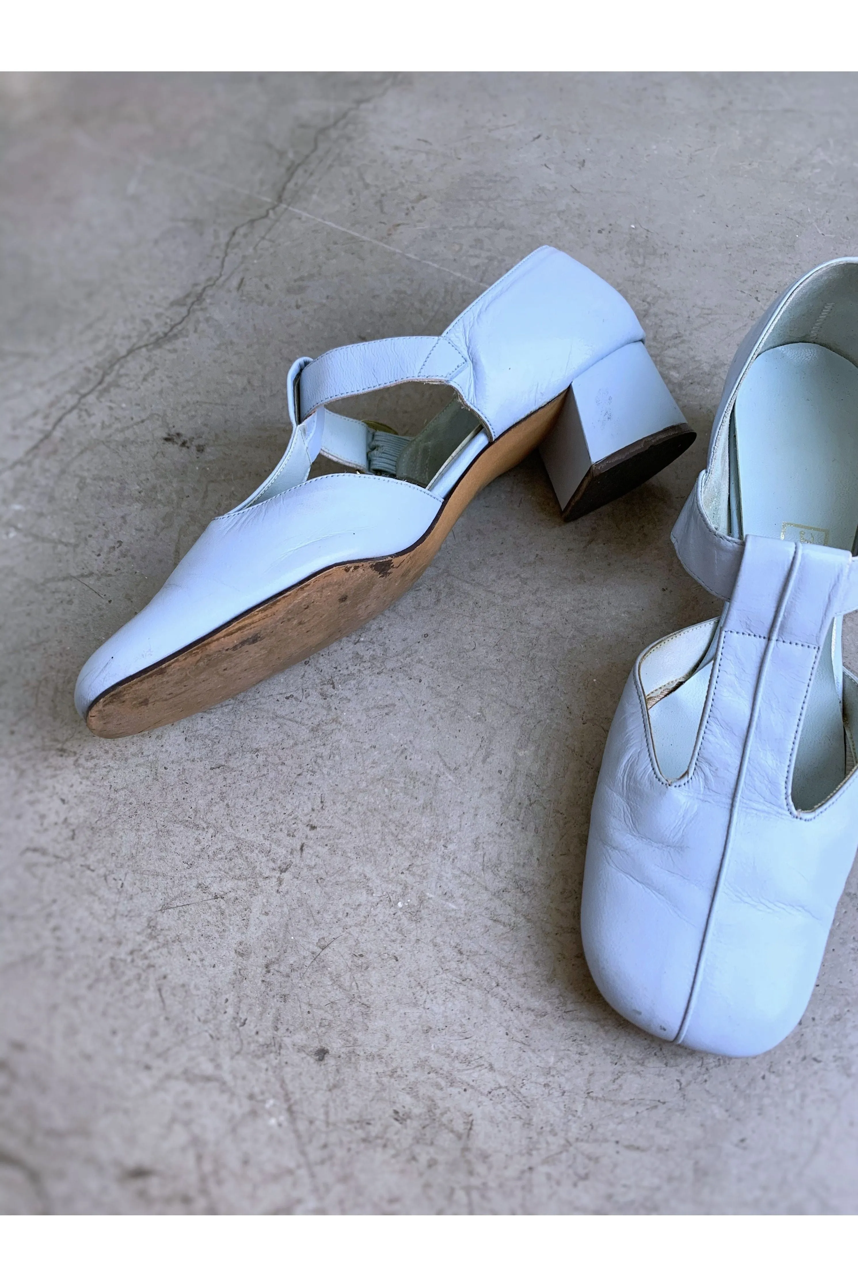 Mod 60’s Pastel Blue T-Strap Mary Janes - 7.5