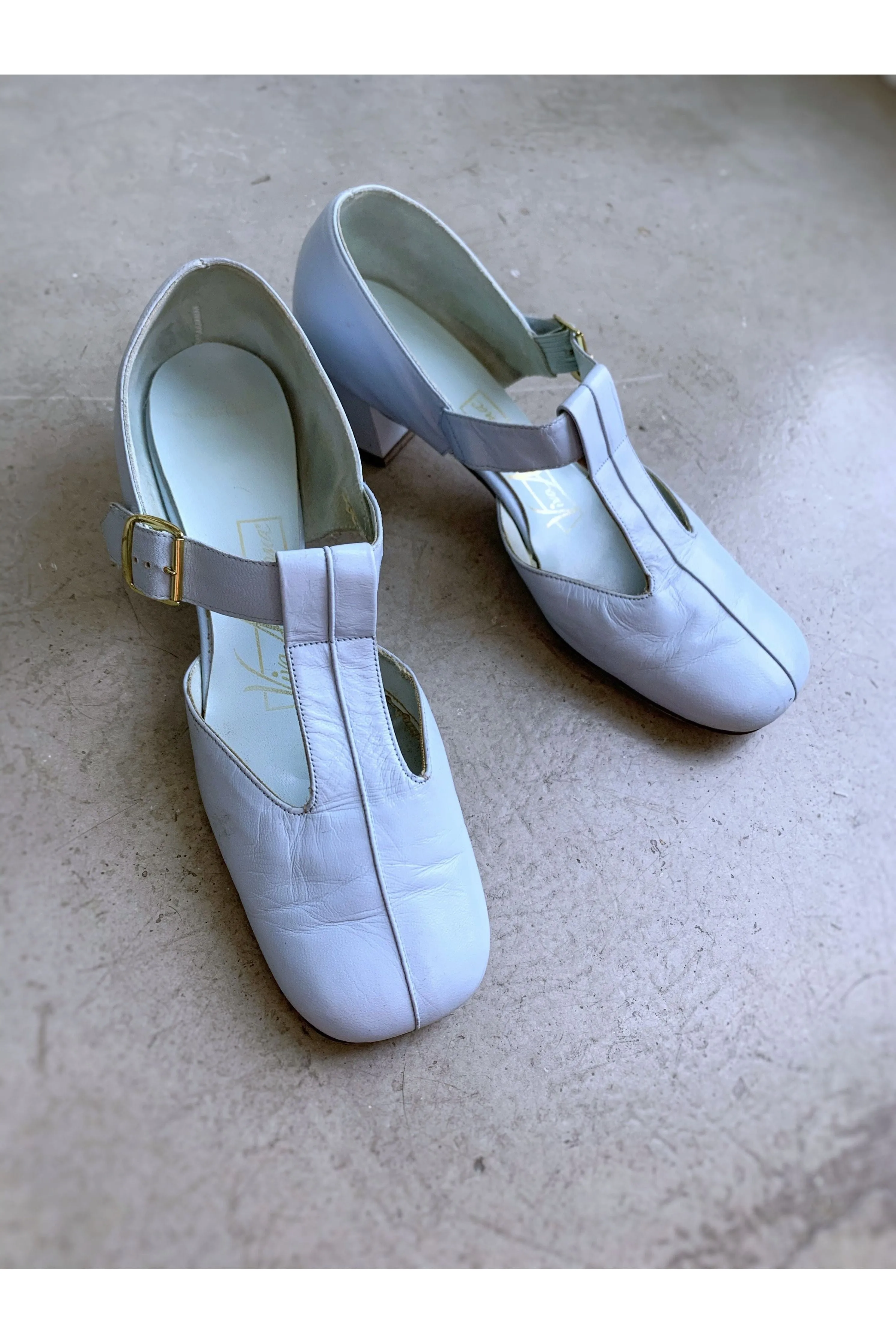 Mod 60’s Pastel Blue T-Strap Mary Janes - 7.5