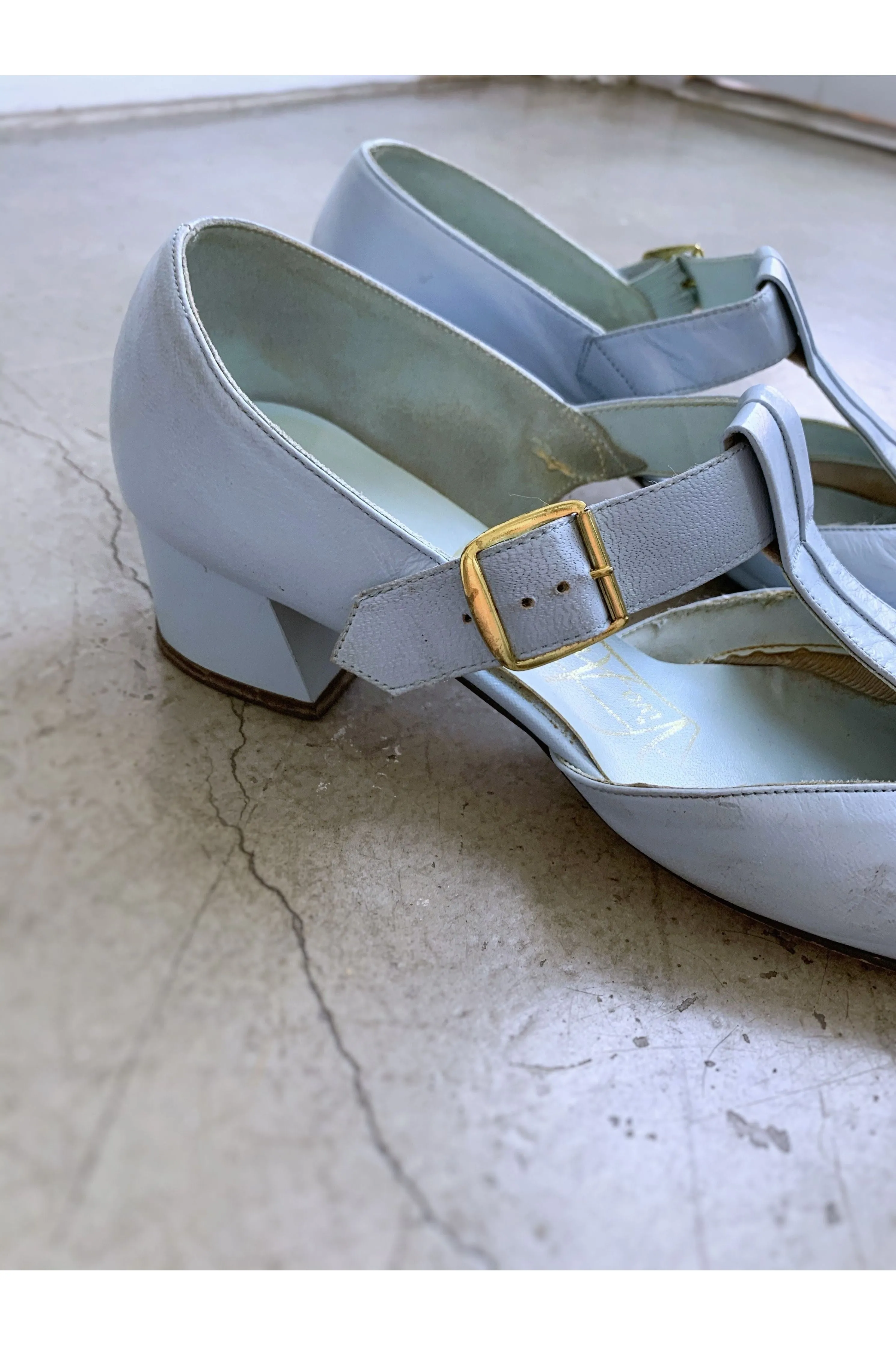 Mod 60’s Pastel Blue T-Strap Mary Janes - 7.5