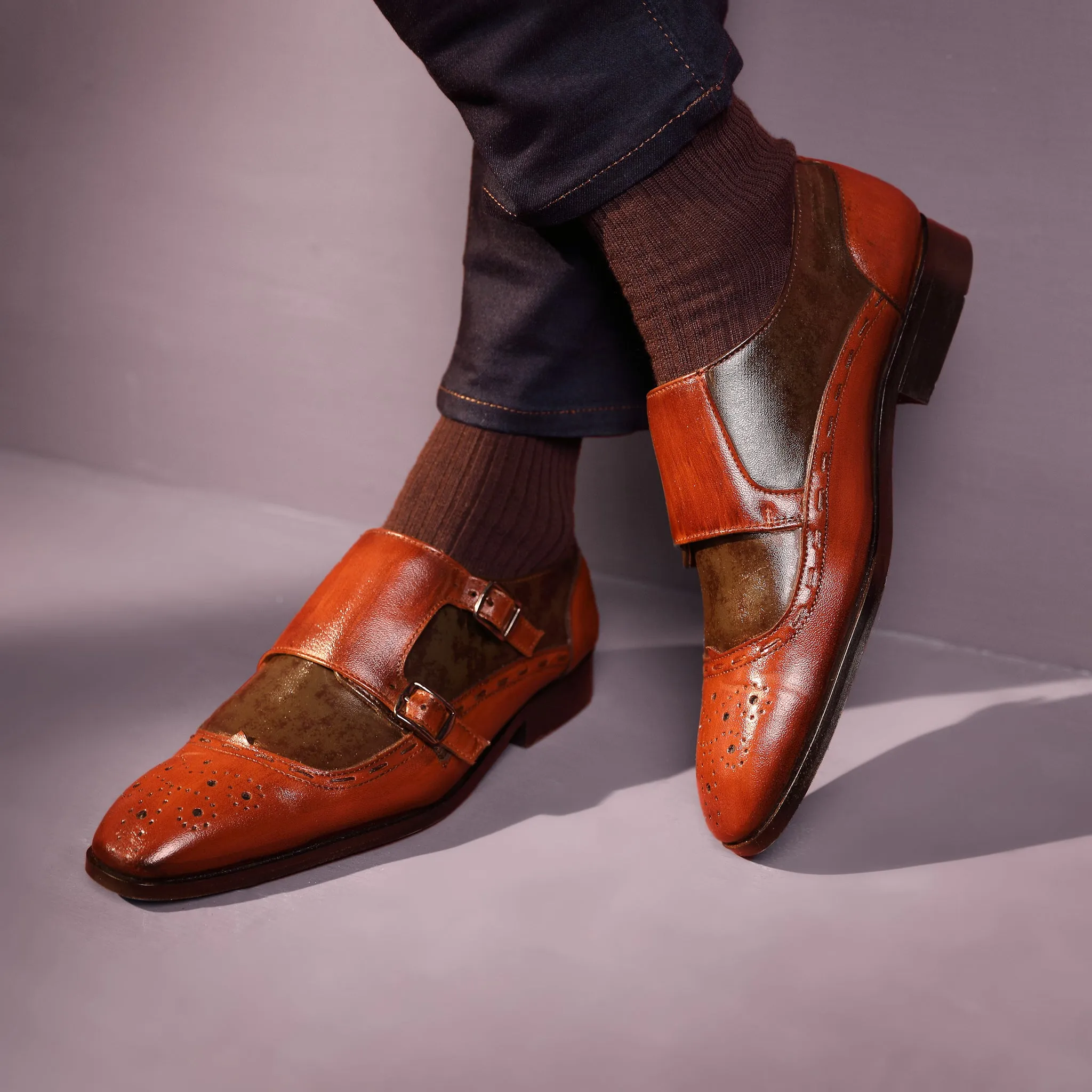 MONK STRAPS WITH STITCH DETAIL