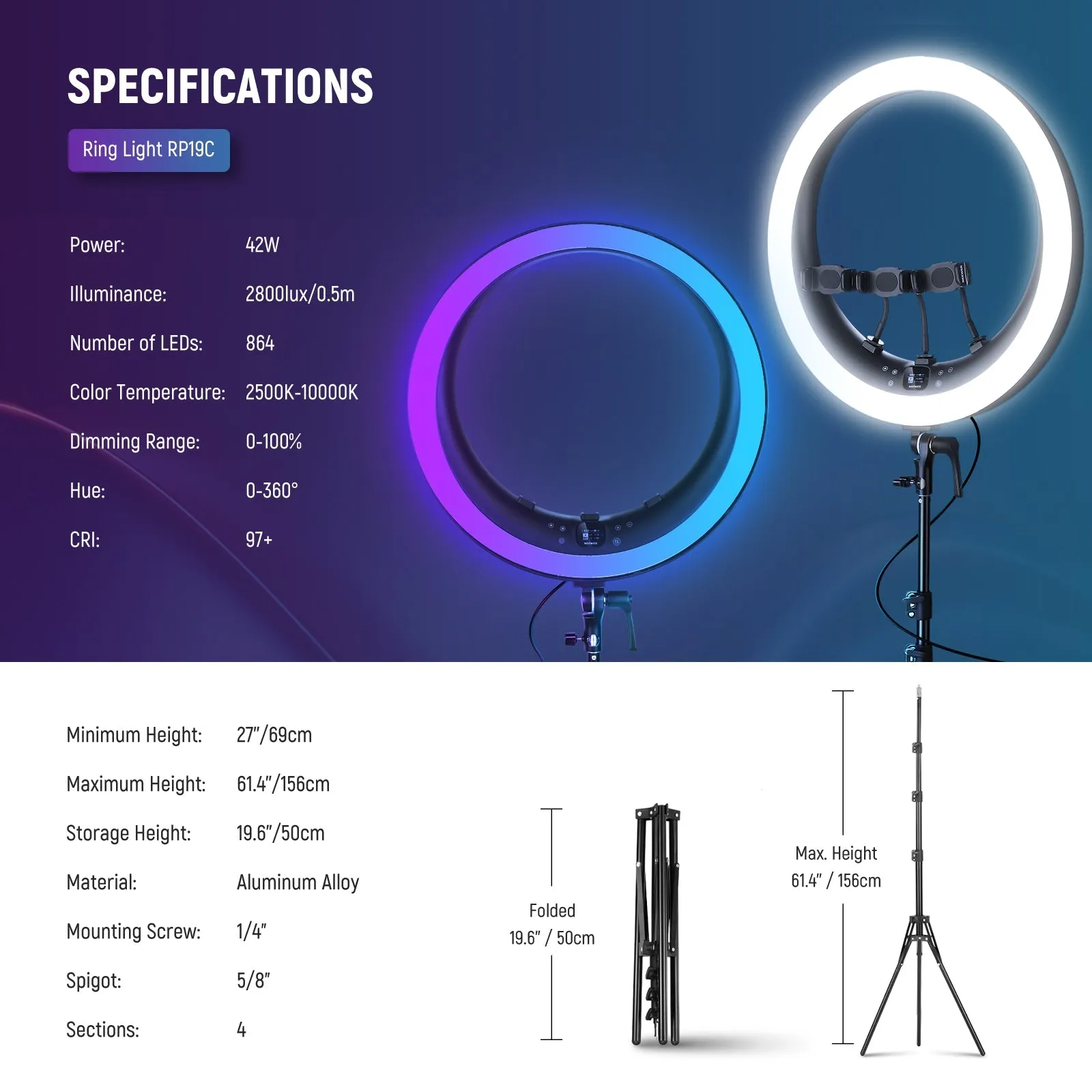 NEEWER RP19C 19" RGB LED Ring Light