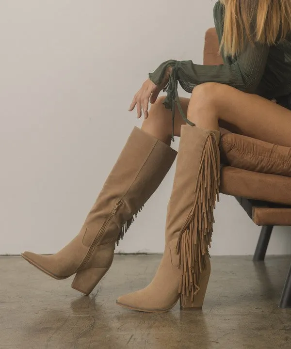 OASIS SOCIETY OUT WEST - Knee-High Fringe Boots