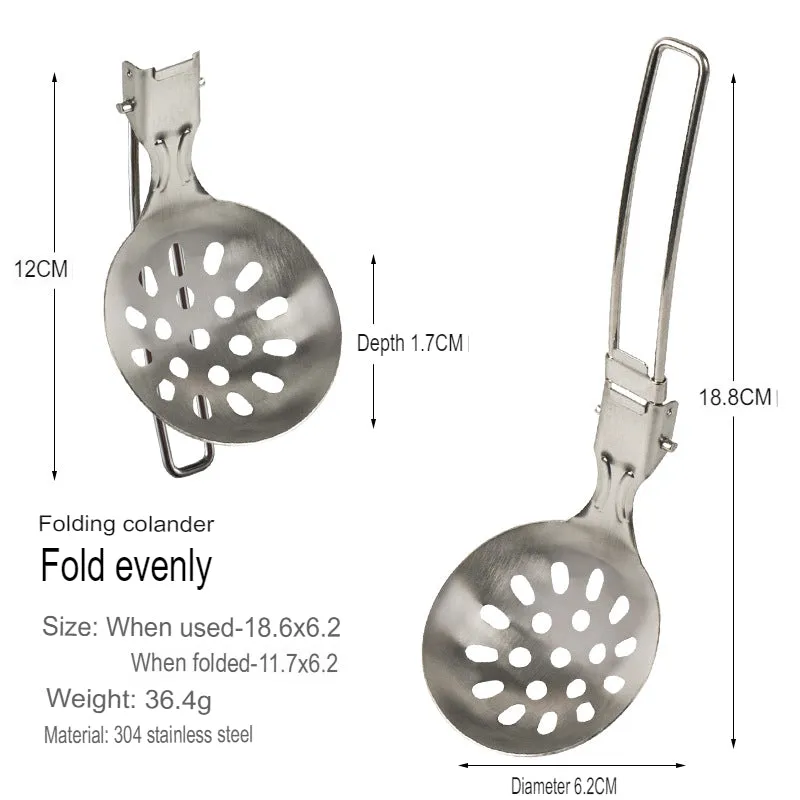 Outdoor Folding Frying Shovel Camping Portable 304 Stainless Steel Rice Shovel Barbecue Picnic Tableware Mountaineering Travel Spatula