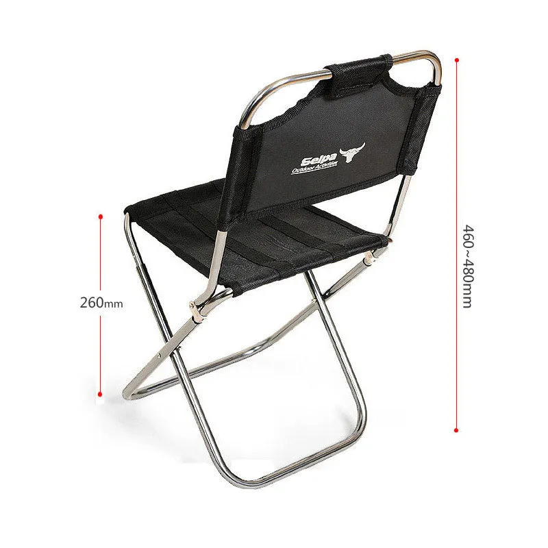 Outdoor Mountaineering Folding Chair Camping Barbecue Aluminum Alloy Back Chair Portable Fishing Chair Train Stool Old Man