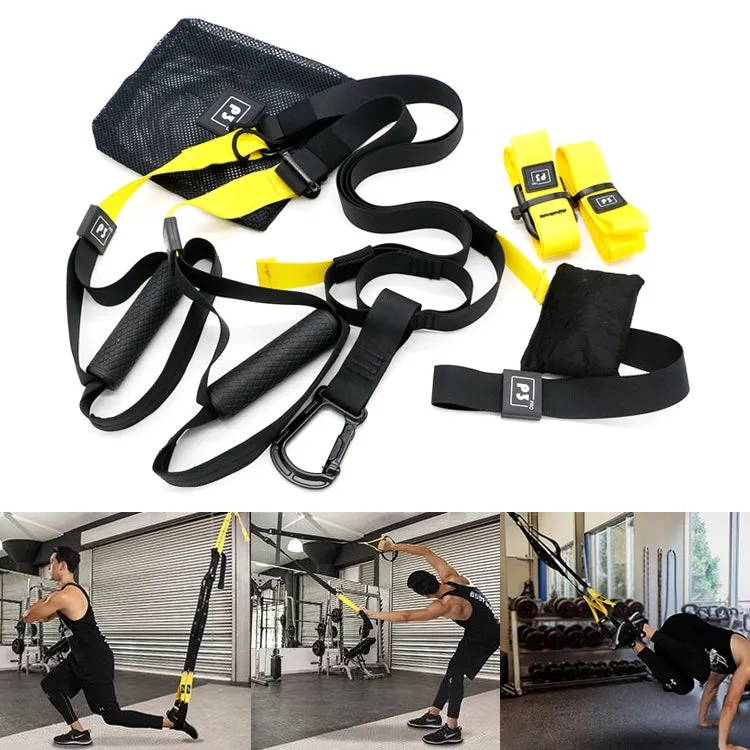 P3-3 Adjustable Fitness Exercise Hanging Pulling Rope TRP3X Wall Pulley Yoga Belt, Main Belt: 1.4m, 1.9m After Adjusted, Athletic Version (Black Yellow)