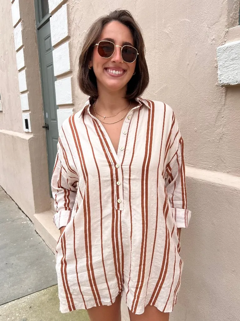 PALMER STRIPED ROMPER IN CREAM