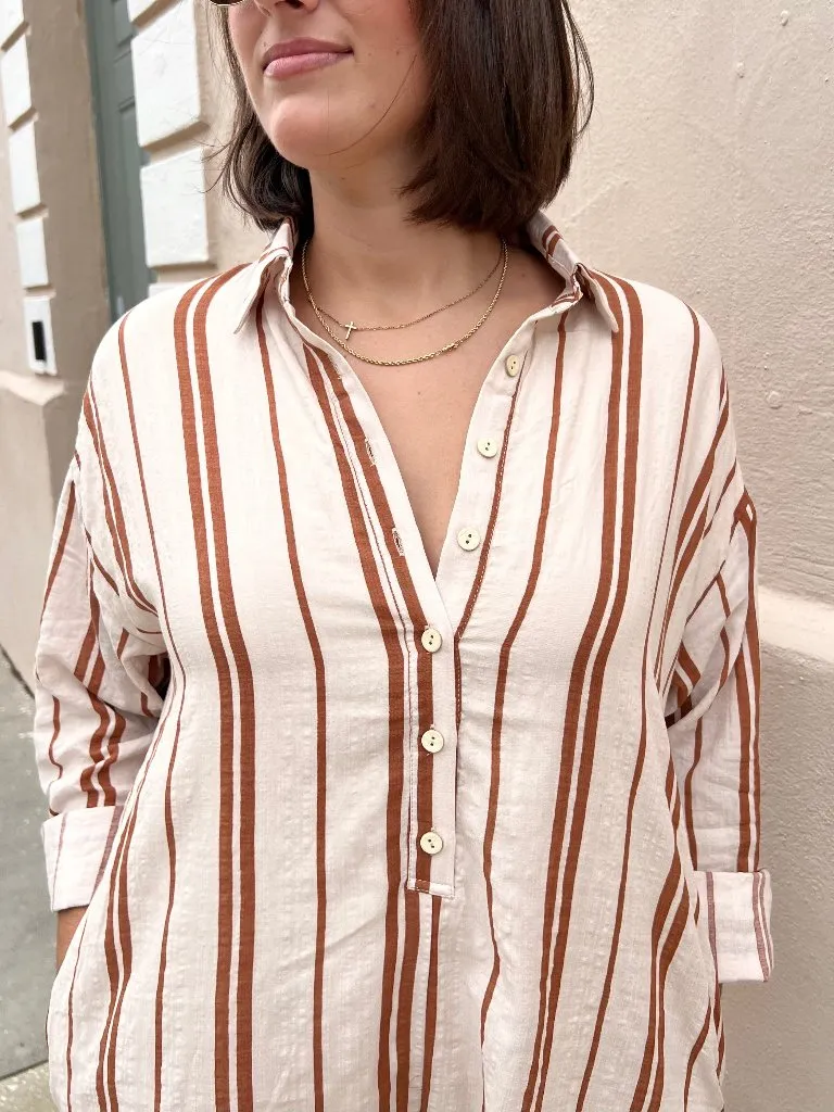 PALMER STRIPED ROMPER IN CREAM