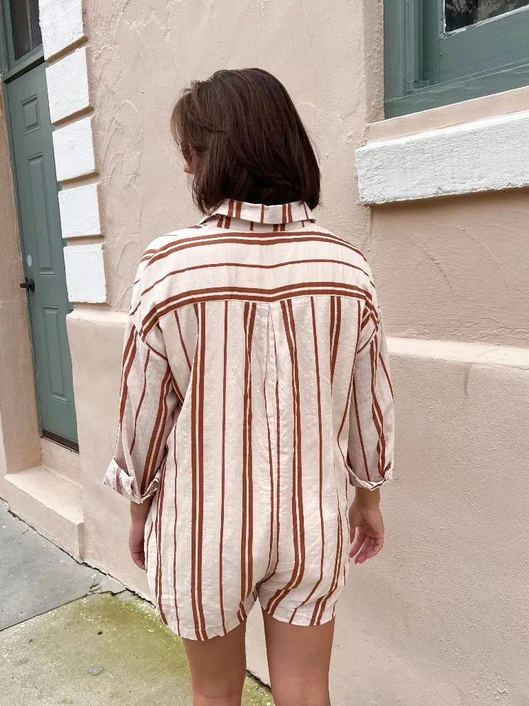 PALMER STRIPED ROMPER IN CREAM