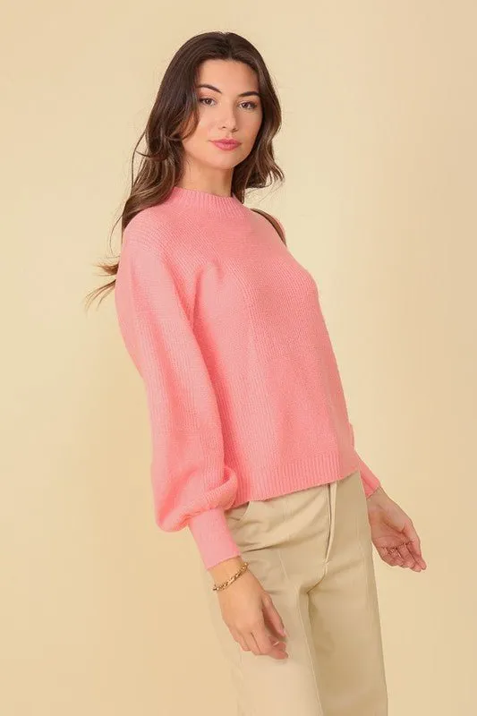 Pink Balloon Sleeve Sweater