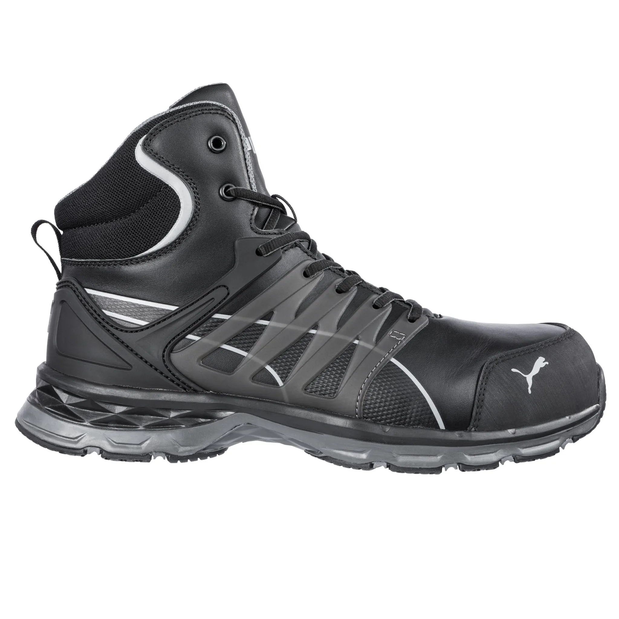 Puma Men's 633805 Velocity 2.0 Black Mid Composite Safety Toe Metal Free Work Boots