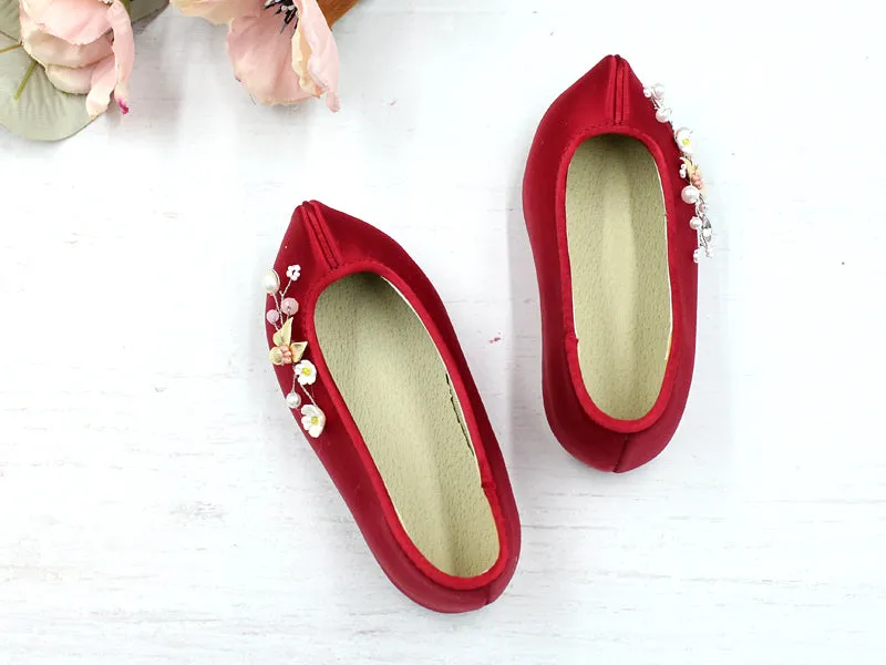 Red Flower Baby Girl Hanbok Shoes