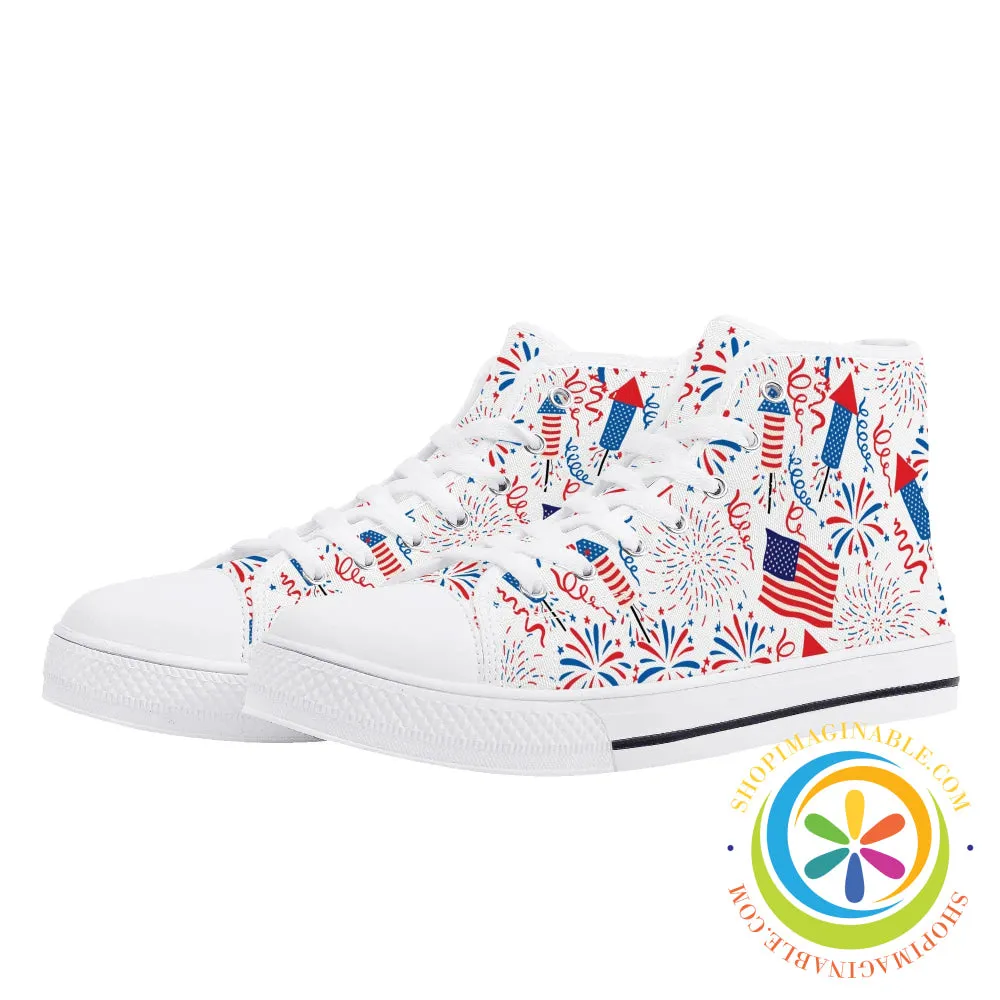 Red White & USA! Ladies High Top Canvas Shoes