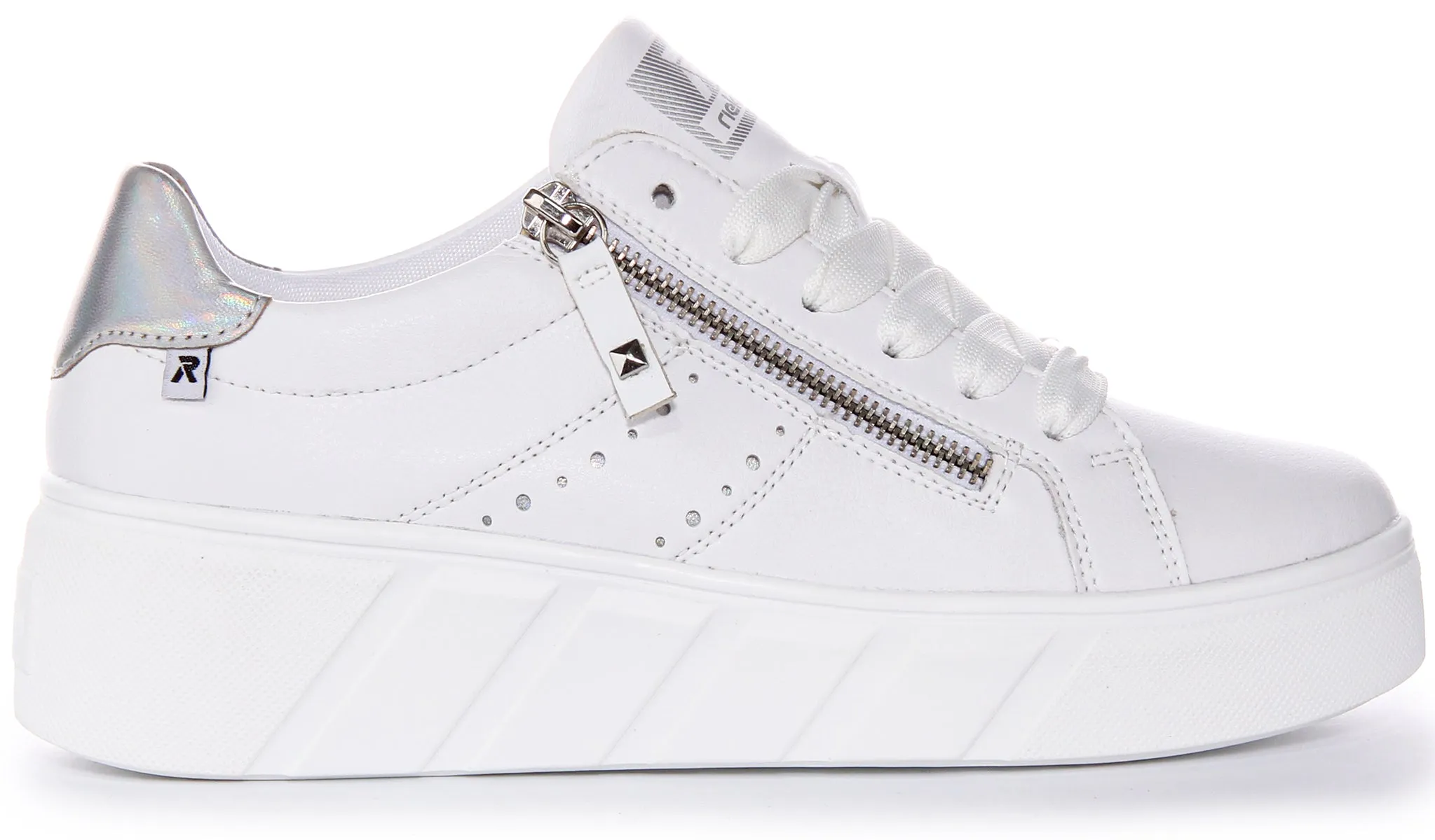 Rieker W0505-80 Trainer In White Silver For Women