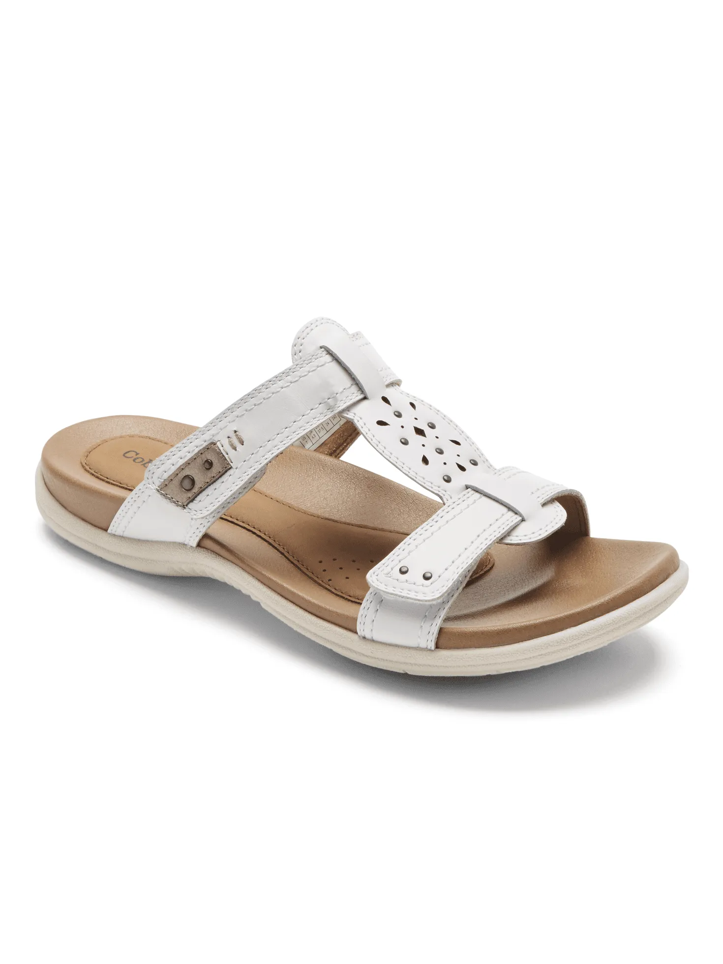 Rockport Women's Cobb Hill Rubey Slide Sandal White/Pewter CI5135