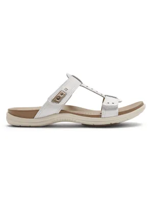 Rockport Women's Cobb Hill Rubey Slide Sandal White/Pewter CI5135