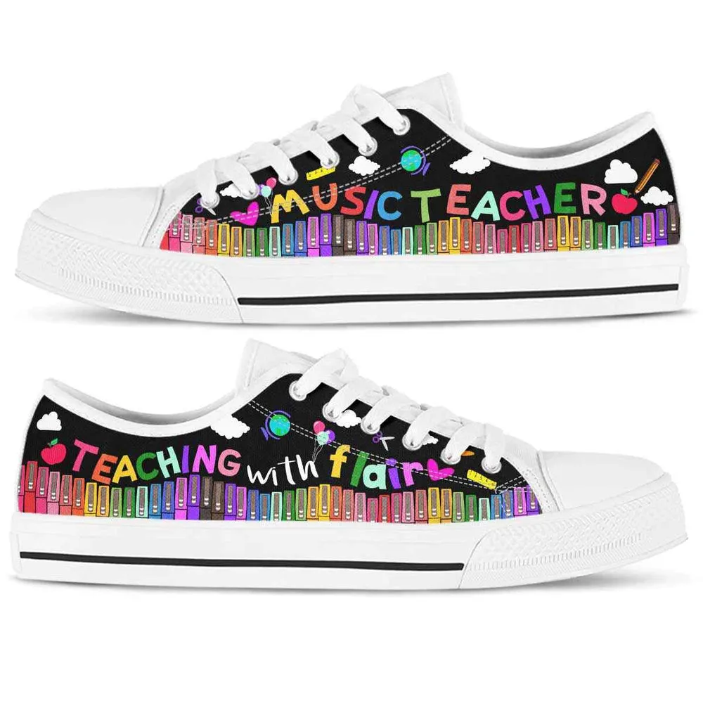 School Music Teacher Teaching With Flair Low Top Shoes, Teacher Shoes, Low Top Sneakers