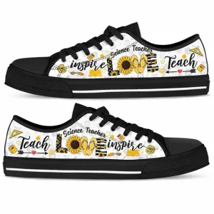 School Science Teacher Sunflower Teach Love Inspire Low Top Shoes, Teacher Shoes, Low Top Sneakers