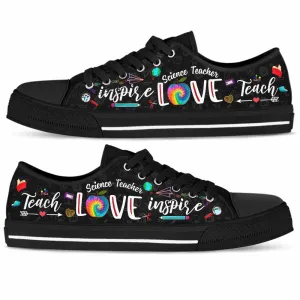 School Science Teacher Tie Dye Teach Love Inspire Low Top Shoes, Teacher Shoes, Low Top Sneakers