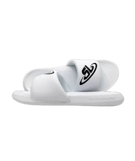 ScrapLife Sport Slides - White With Black Logo Wrestling Shoes