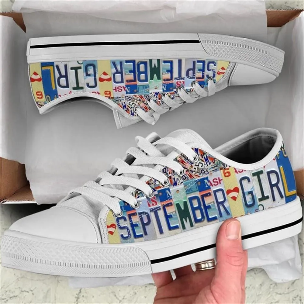 September License Plates Canvas Low Top Shoes, Low Top Sneaker, Low Top Canvas Shoes