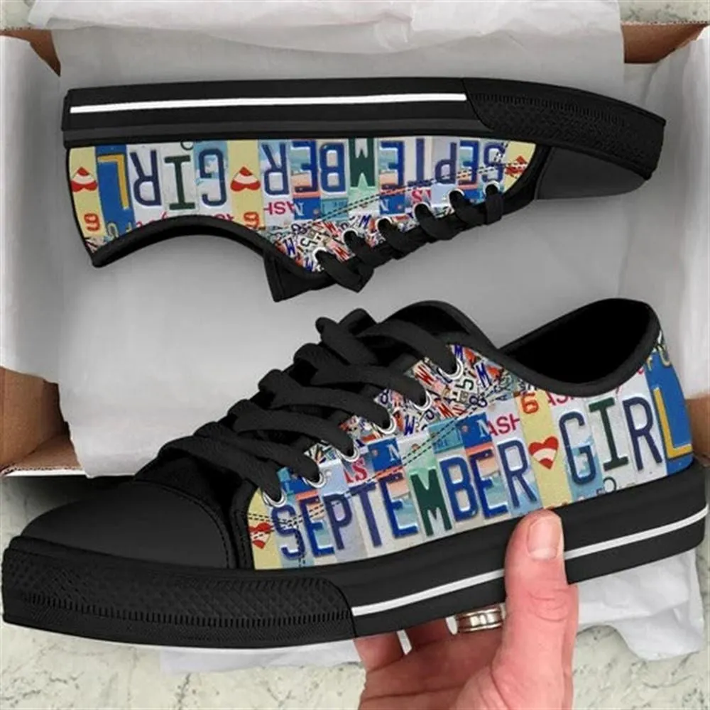 September License Plates Canvas Low Top Shoes, Low Top Sneaker, Low Top Canvas Shoes