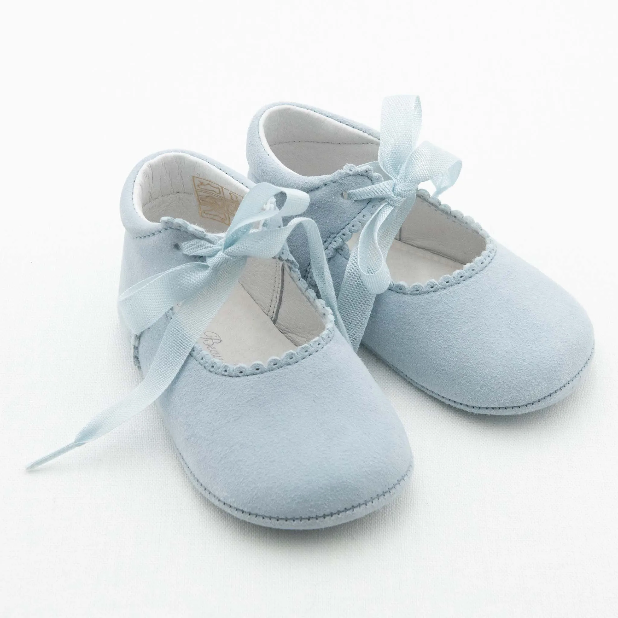 Sky Blue Suede Tie Mary Janes