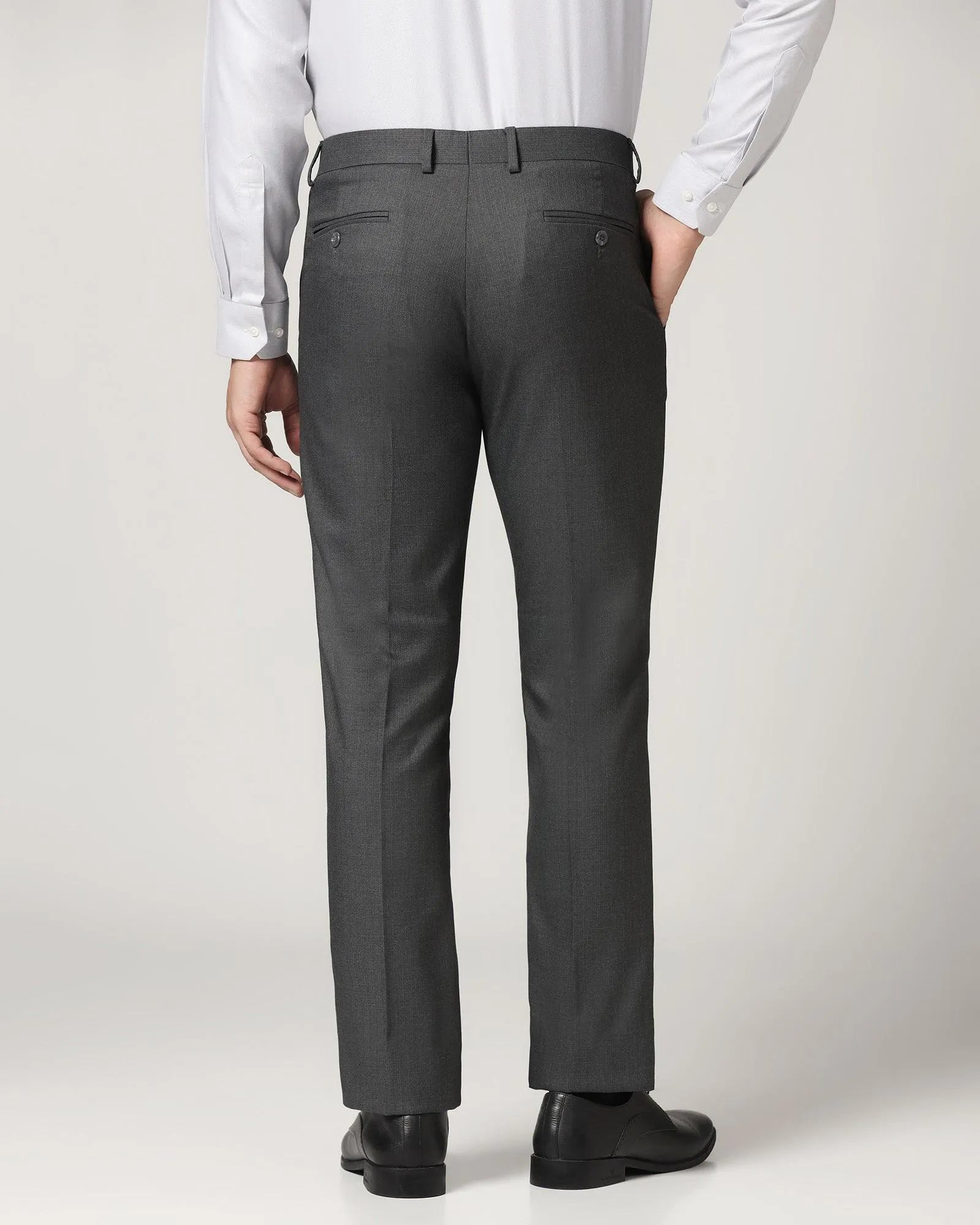 Slim Comfort B-95 Formal Charcoal Grey Check Trouser - Rick