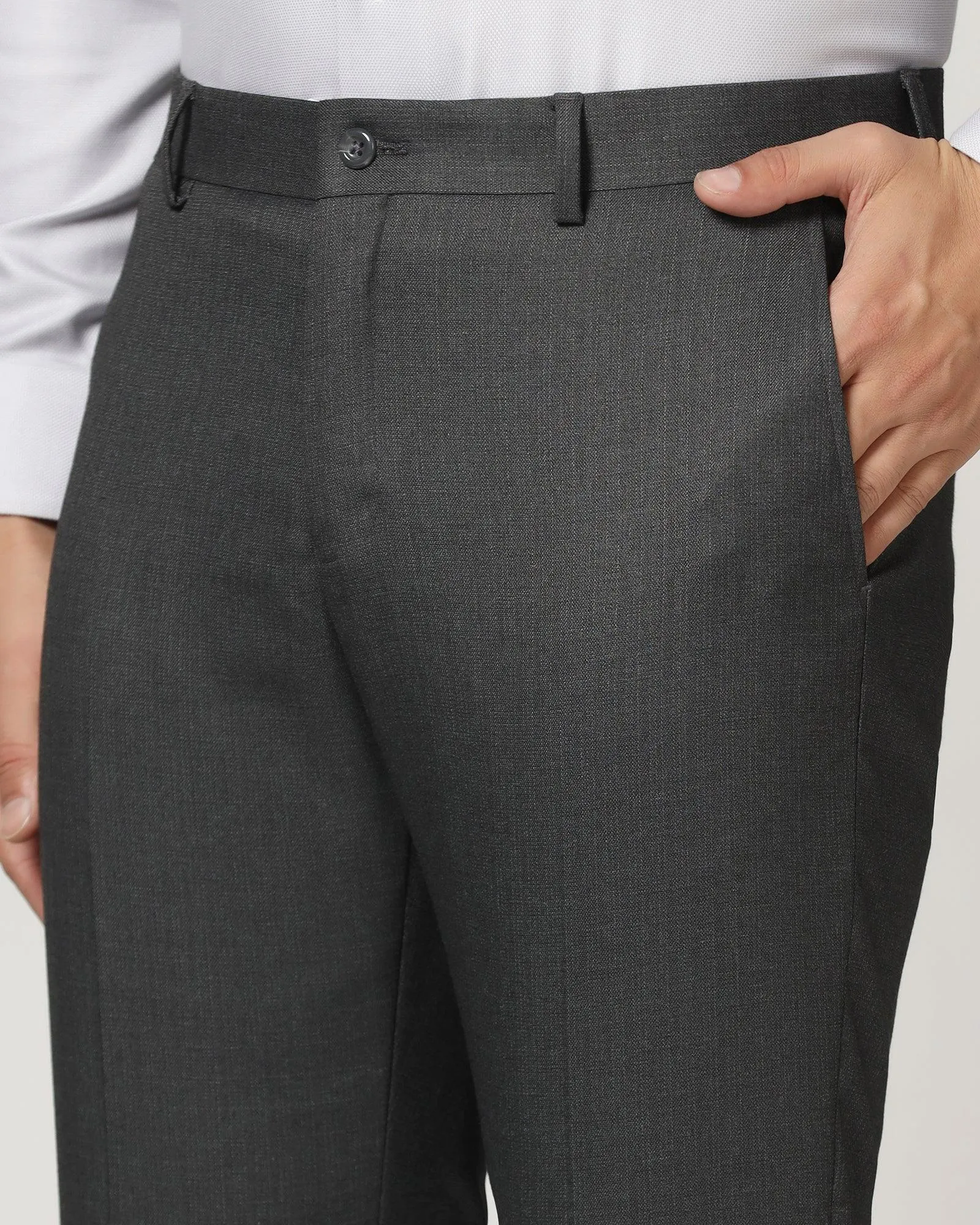 Slim Comfort B-95 Formal Charcoal Grey Check Trouser - Rick