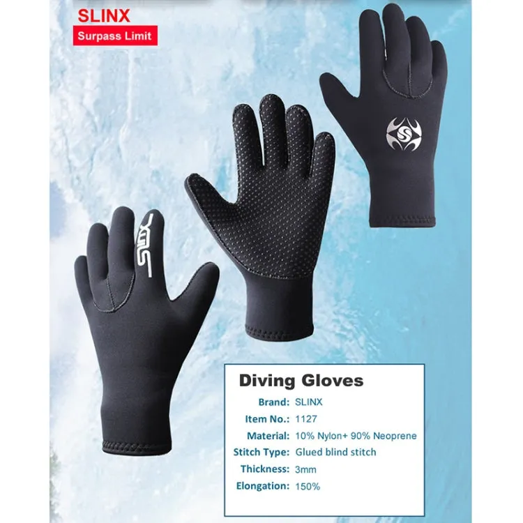 SLINX 1127 3mm Neoprene Non-slip Wear-resistant Warm Diving Gloves, Size: S