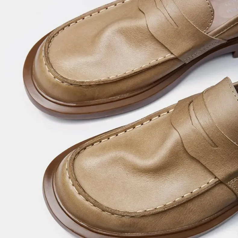 Solid Soft Genuine Leather Loafers