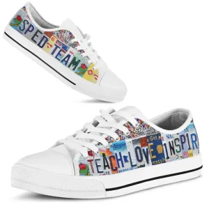 Sped Team License Plates Low Top Shoes, Teacher Shoes, Low Top Sneakers