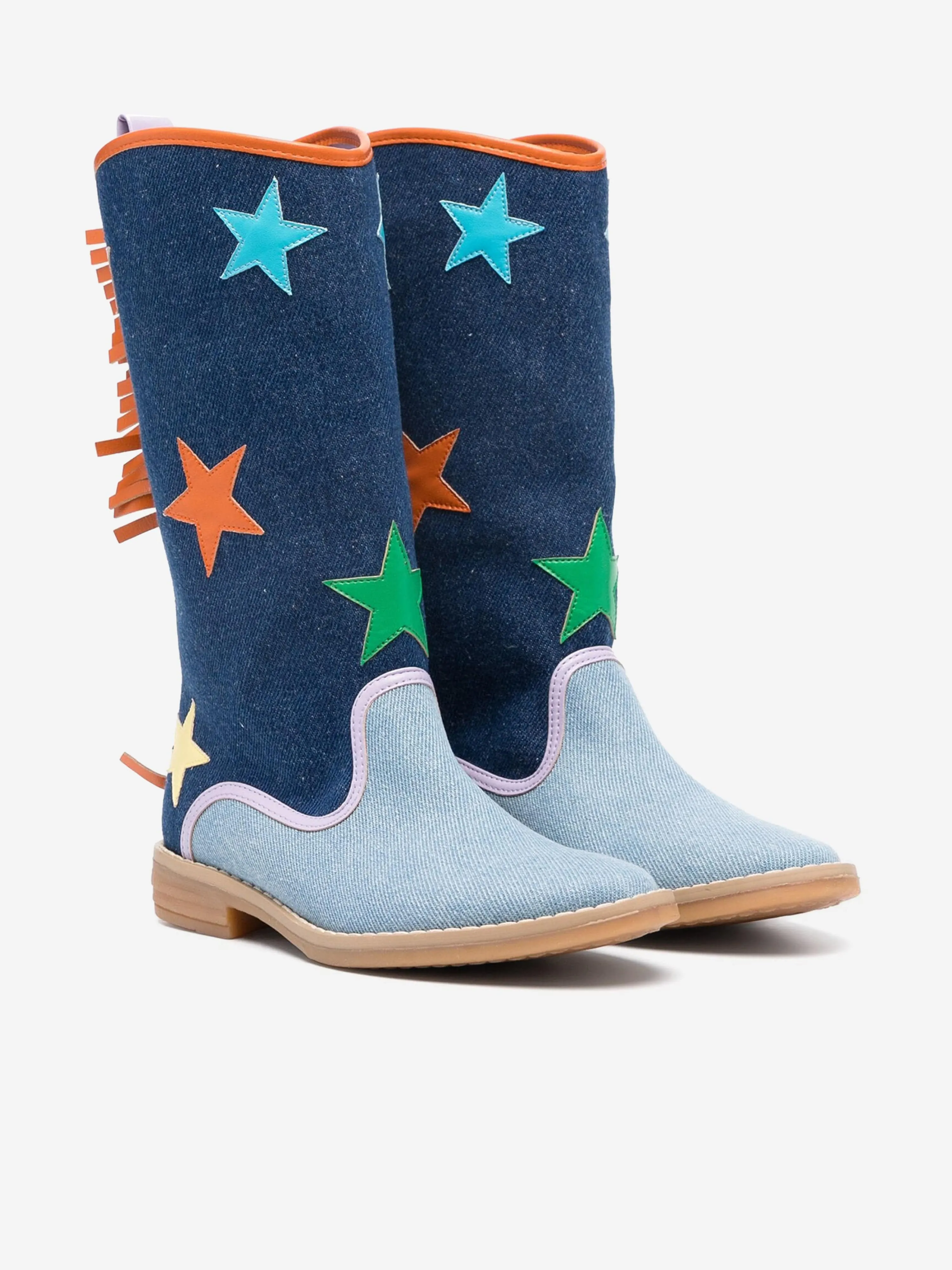 Stella McCartney Girls Denim Star Cowboy Boots in Blue