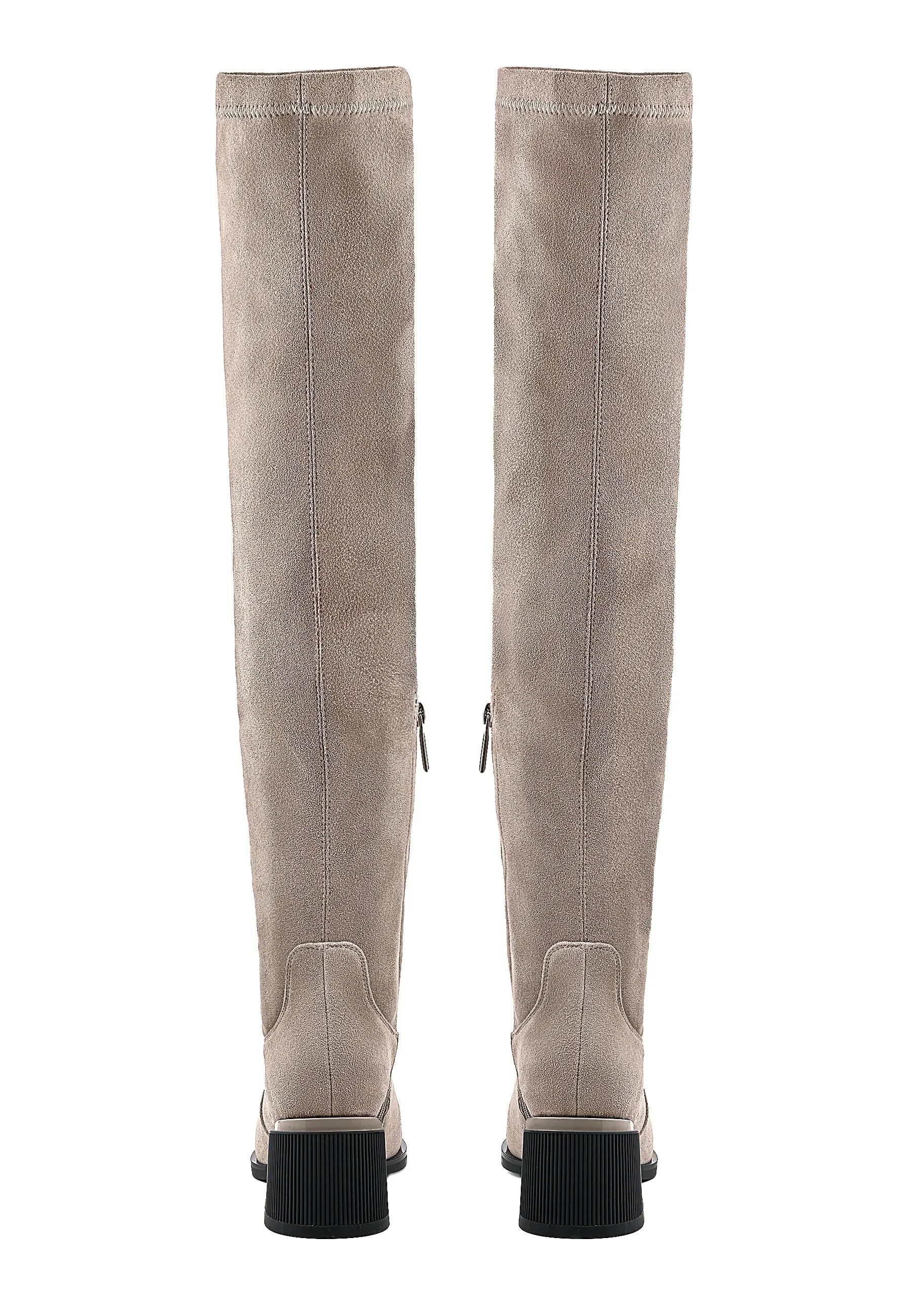 Suede Chic Over-the-Knee Boots - Beige