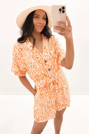 Suki Playsuit Orange Print