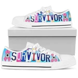 Survivor Breast Cancer Awareness Women's Sneaker Low Top Shoes, Best Canvas Shoes, Low Top Sneaker