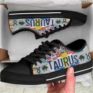 Taurus License Plates Canvas Low Top Shoes, Low Top Sneaker, Low Top Canvas Shoes