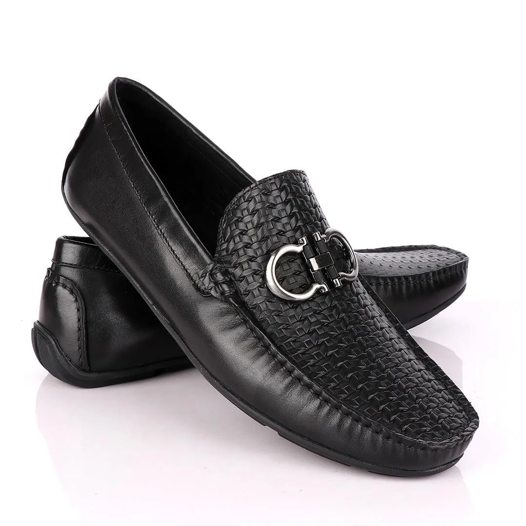 Terry Taylors Woven Top Leather Black Drivers