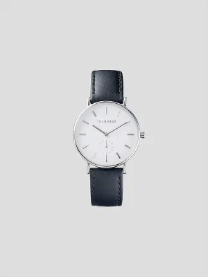 The Horse Classic Silver Black Leather Watch