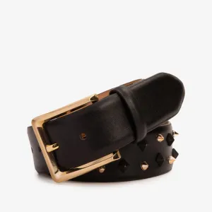 The Infanta Black Spike Leather Belt