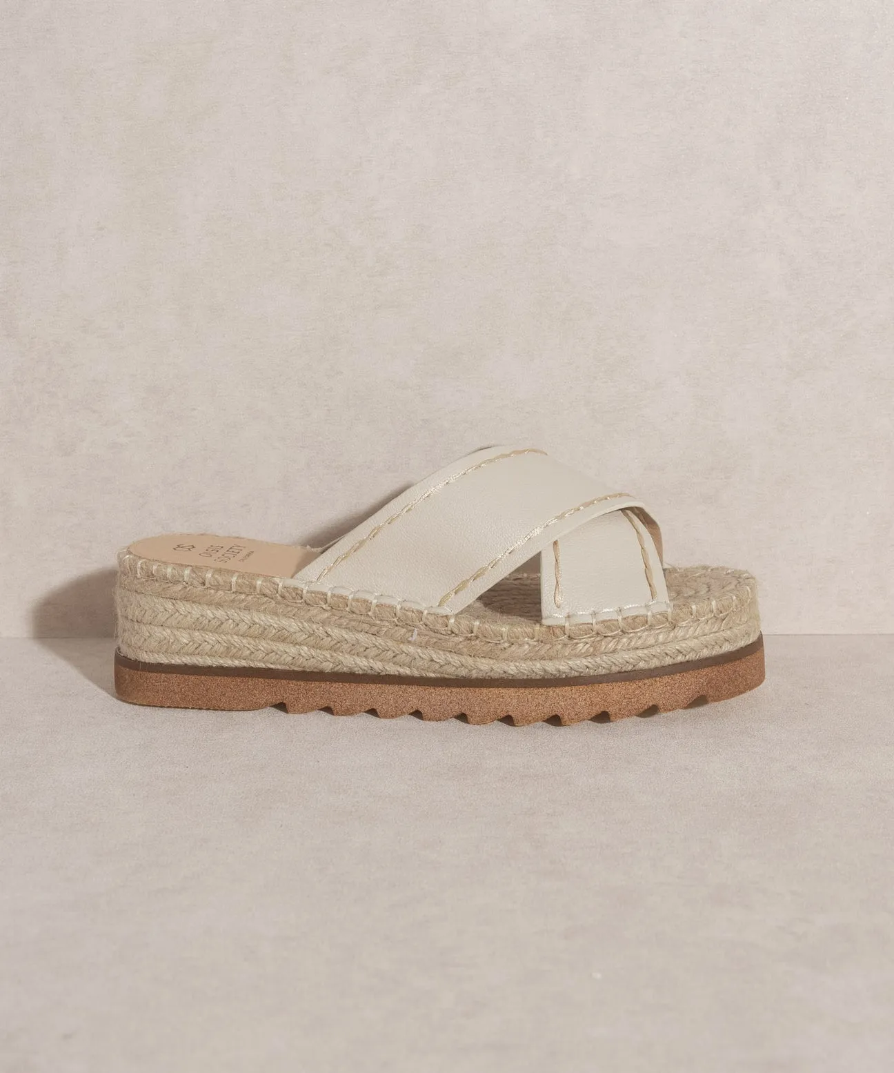 The Lucia Beige Slip On Espadrille Platform - FINAL SALE