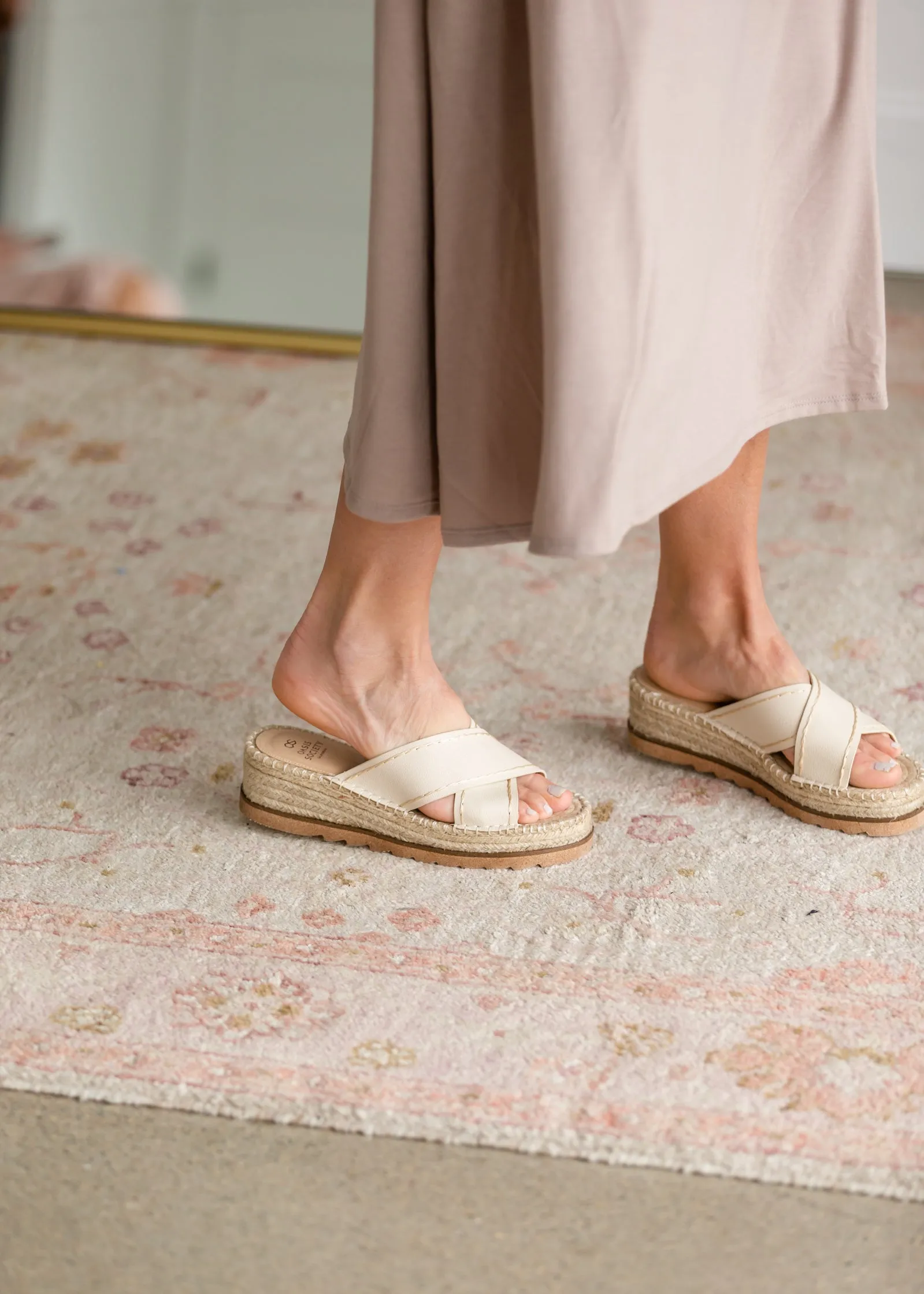 The Lucia Beige Slip On Espadrille Platform - FINAL SALE