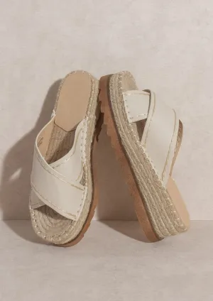 The Lucia Beige Slip On Espadrille Platform - FINAL SALE