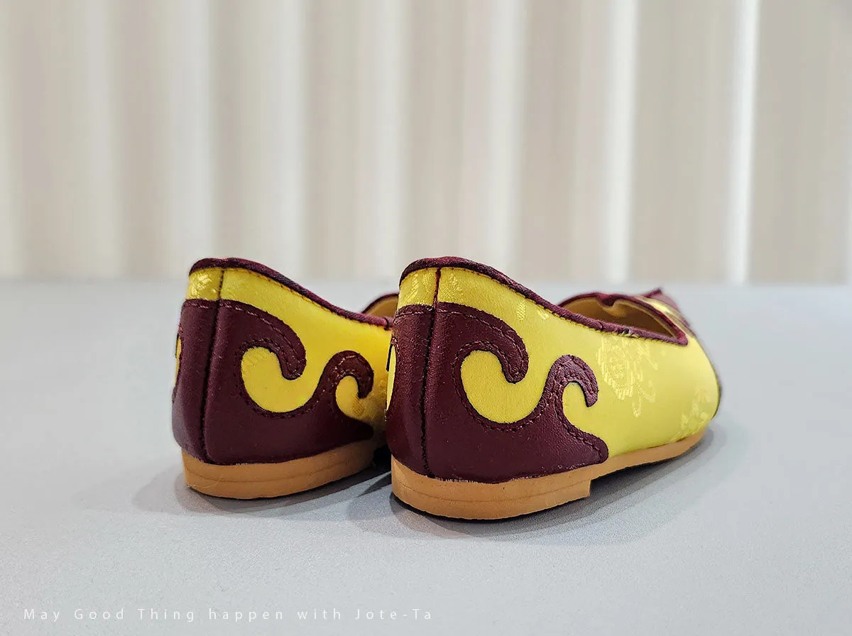 Traditional Baby Boy Hanbok Shoes in Yellow & Red Brown