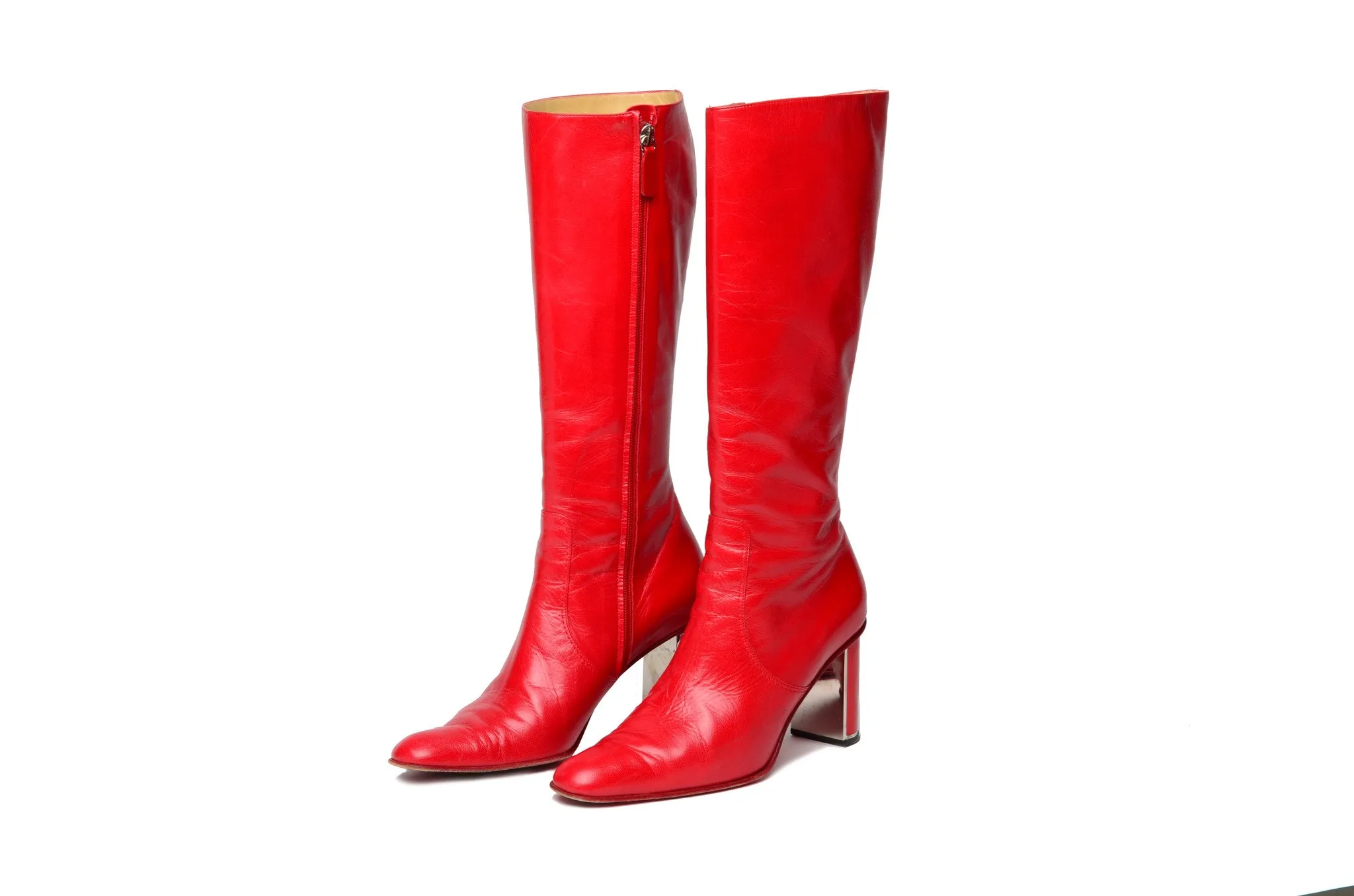 Valentino - Red Knee High Boots - IT 38 1/2