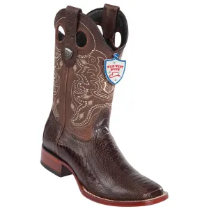 Wild West Boots #28240507 Men's | Color Brown  | Men's Wild West Wide Square Toe Ostrich Leg Boots Handcrafted