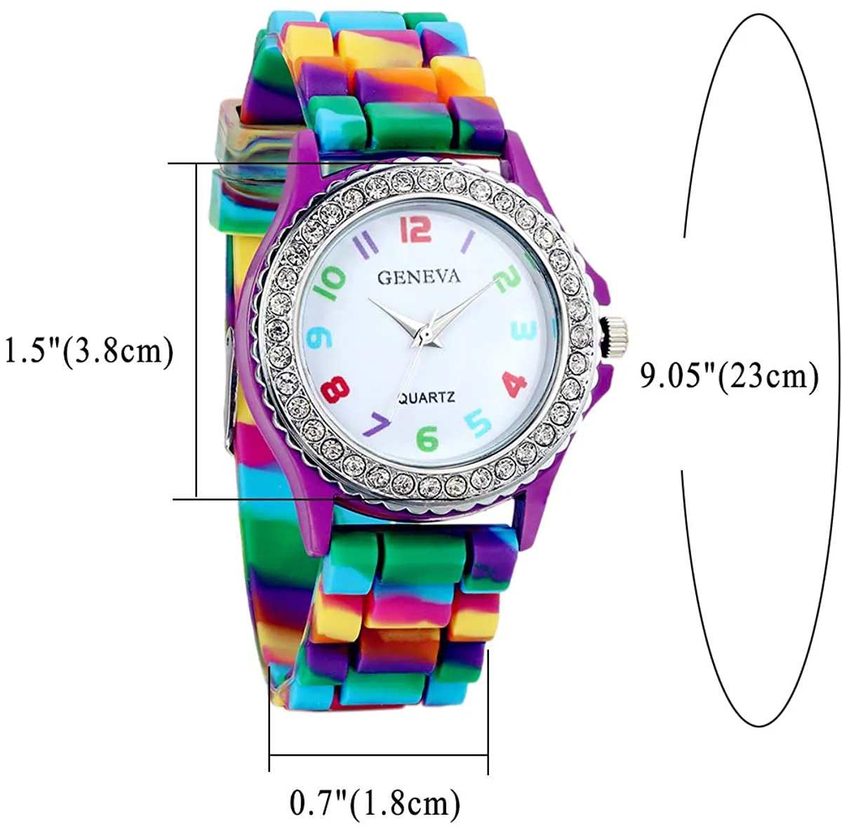 Women's Quartz Watch Rhinestone Rainbow Color Silicon Jelly Fun Play Colorful Casual Dress Wrist Watches