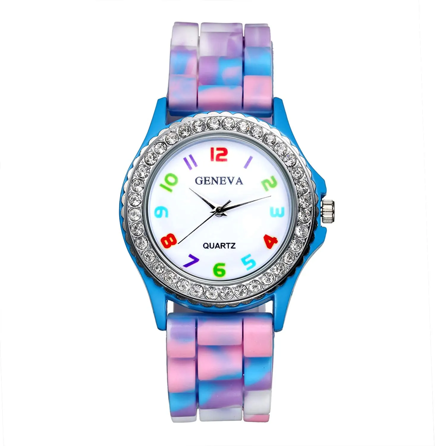 Women's Quartz Watch Rhinestone Rainbow Color Silicon Jelly Fun Play Colorful Casual Dress Wrist Watches